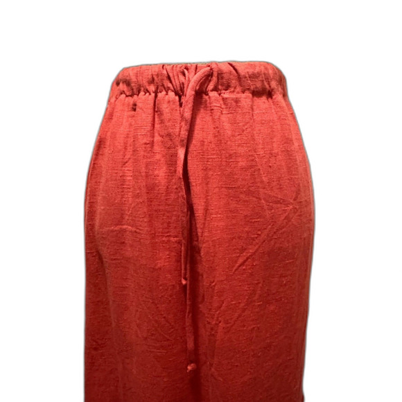 Coldwater Creek 100% Linen Maxi Skirt Orange‎ Lagenlook Natural Plus Size 1X - Picture 2 of 5
